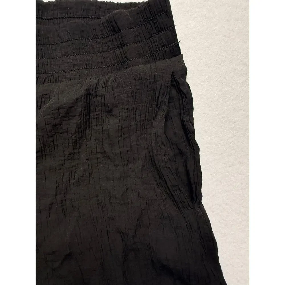 Zara Black Cotton Crinkle Gauze Shorts Smocked Waist Pull On Boho Flowy Sz XS 4